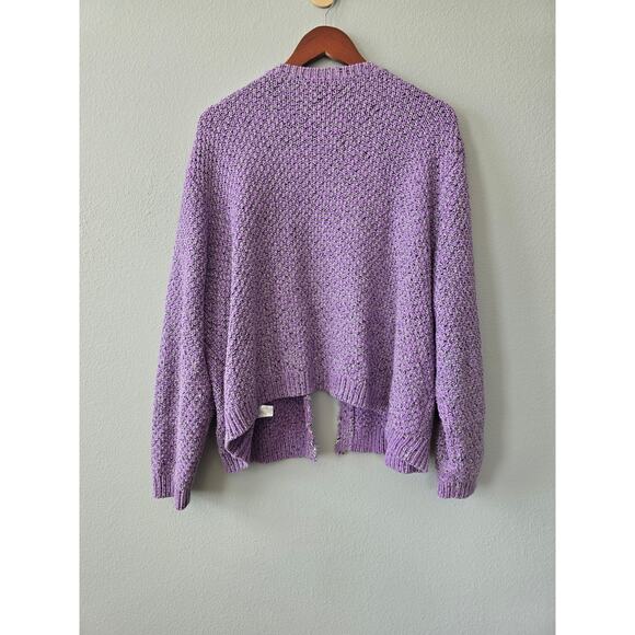Eureka by Christos Garkinos Purple Textured Knit Cardigan Sweater 3X Preppy Chic - Picture 5 of 8